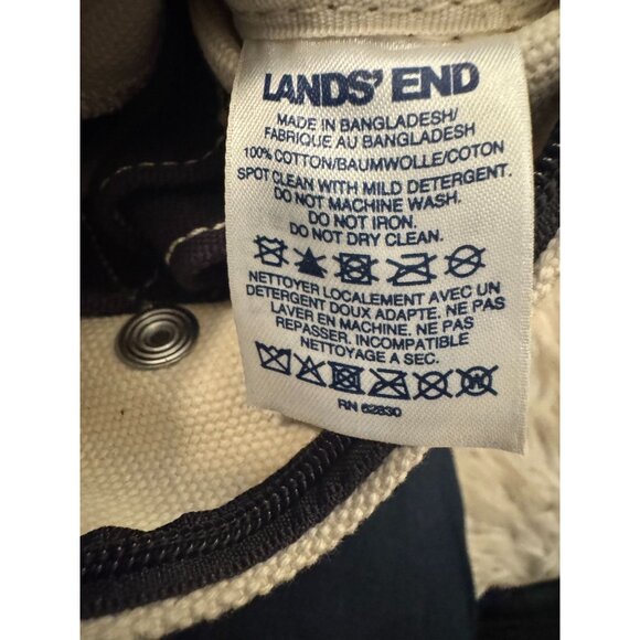 Lands' End Canvas Zippered Wristlet Zippered Pouch Cream and Navy Blue - Picture 7 of 9